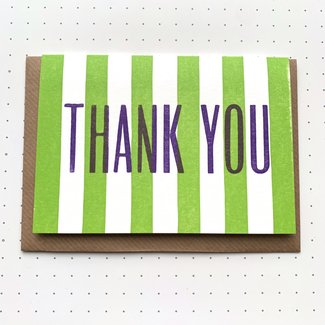 TAKAKO COPELAND Green Stripe Thank You / Greeting Card