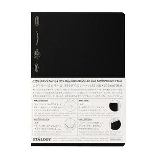 STALOGY S4139 365 Days Notebook, Plain, A5, Black