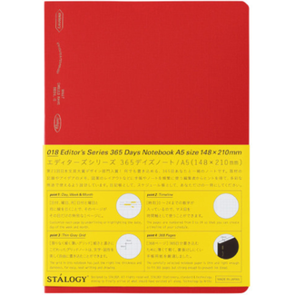 STALOGY S4112 365Days Notebook, Grid, A6, Red