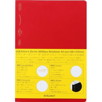 STALOGY S4105 365Days Notebook, Grid, A5, Red
