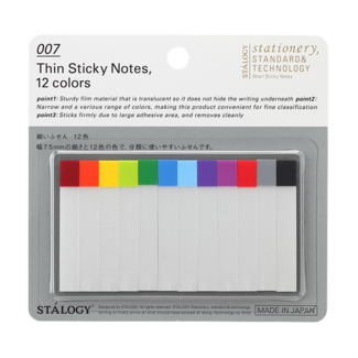 STALOGY S3010 Thin Sticky Notes, 12 colors