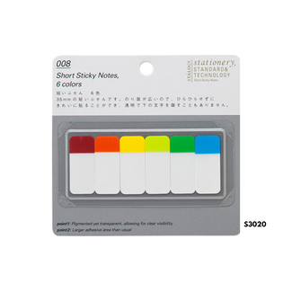 STALOGY S3020 Short Sticky Notes, 6 colors, A