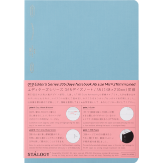 STALOGY 018-Lined 365 Days Notebook, A5, Blue