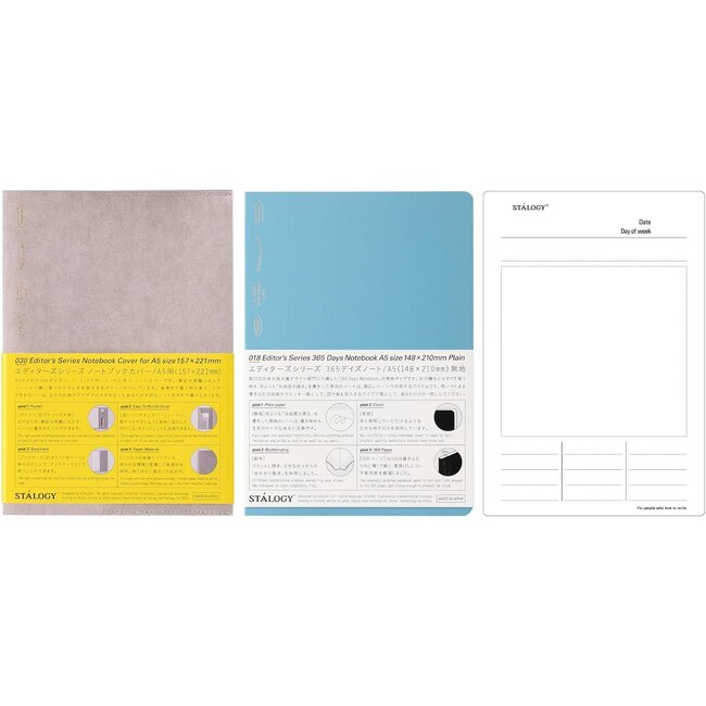 Notebook Cover Gray, 365 Days Notebook Plain Set