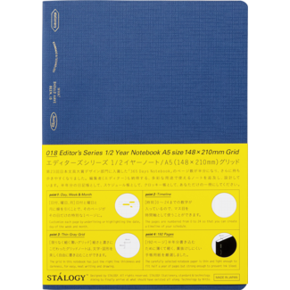 STALOGY 1/2 Year Notebook Grid A5 Lake Blue