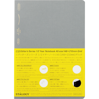 STALOGY 1/2 Year Notebook Grid A5 Cloud Gray