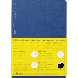 STALOGY 365 Days Notebook Grid A5 Lake Blue
