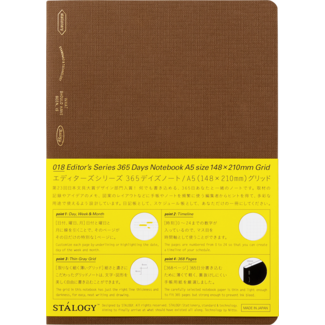 STALOGY 365 Days Notebook Grid A5 Cacao Brown
