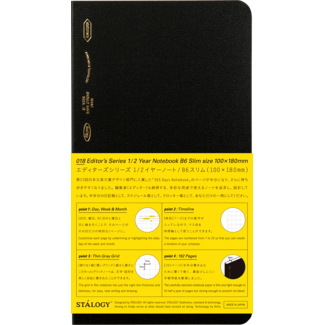 STALOGY 1/2 Year Notebook, gridded, B6 slim, black
