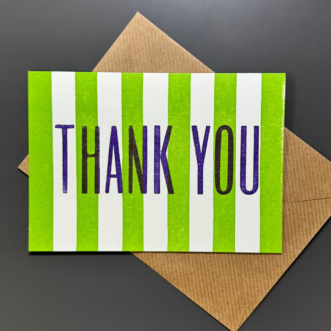 Green Stripe Thank You / Greeting Card