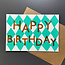 Harlequin Birthday Mint/ Greeting Card