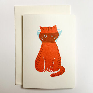 TAKAKO COPELAND Card: Ginger cat with cone/ Takako Copeland