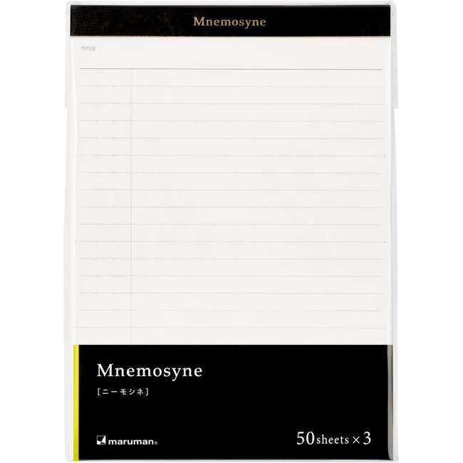 P169X3 A5 Notepad Mnemosyne 8mm line with margin 3 pack