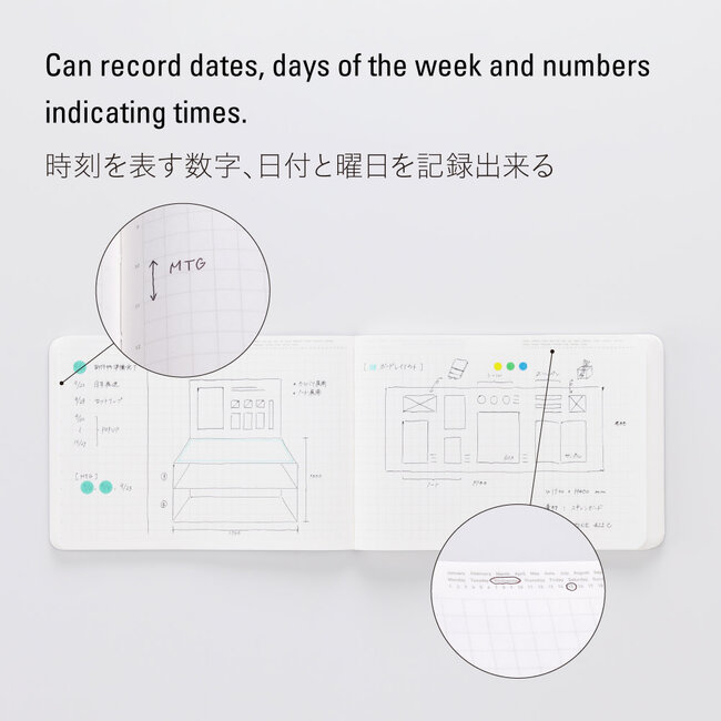 [Stalogy] 1/2 Year Notebook Grid, B6 [Landscape] Salvia Red