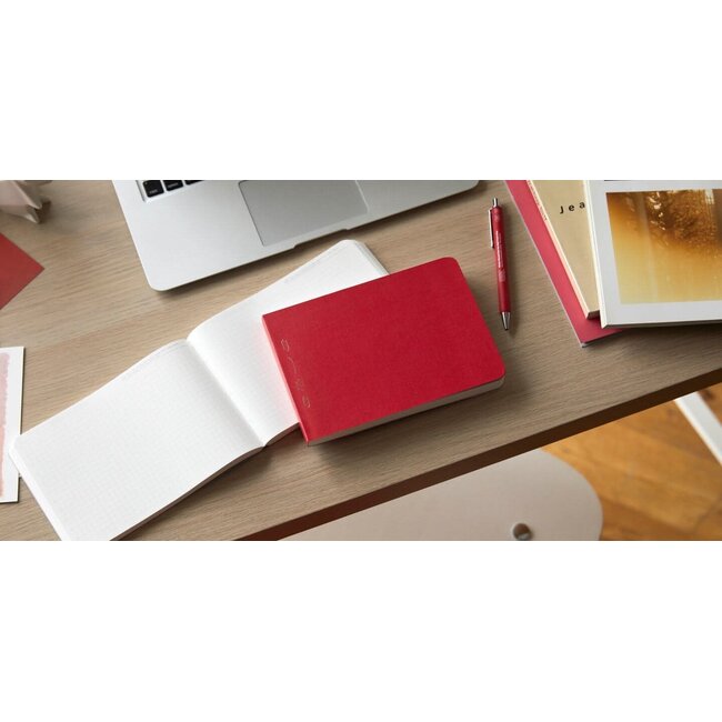 [Stalogy] 1/2 Year Notebook Grid, B6 [Landscape] Salvia Red