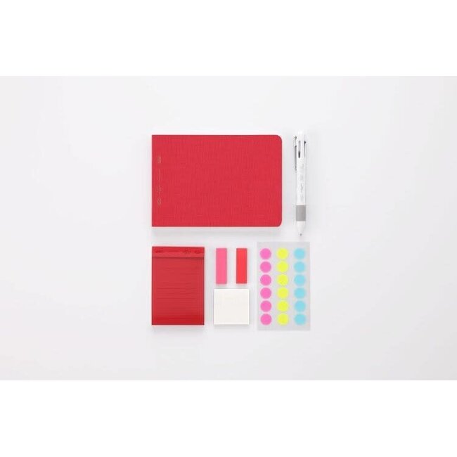 [Stalogy] 1/2 Year Notebook Grid, B6 [Landscape] Salvia Red