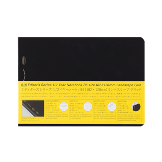 [Stalogy] 1/2 Year Notebook Grid, B6 [Landscape] Black
