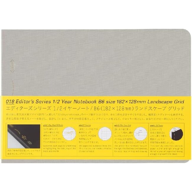 [Stalogy] 1/2 Year Notebook Grid, B6 [Landscape] Fog Gray