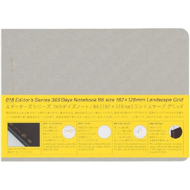 [Stalogy] 365 Days Notebook Grid B6 [Landscape] Fog Gray
