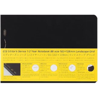 STALOGY [Stalogy] 1/2 Year Notebook Grid, B6 [Landscape] Black