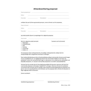 Invulbaar formulier Afstandsverklaring preparaat