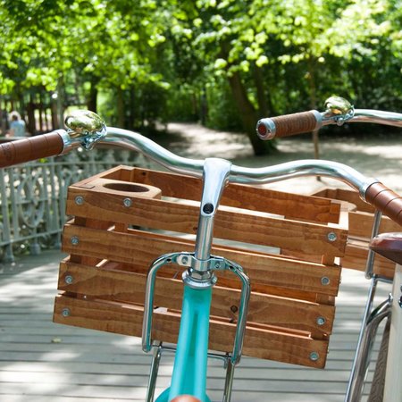 TWO-O Houten fietskrat The Stormchaser - met houders voor beker en paraplu