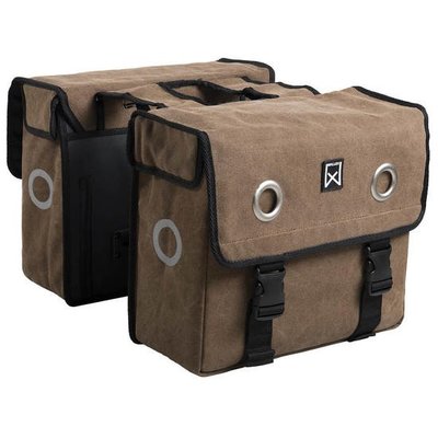 Maak los zone Blokkeren Willex Dubbele fietstas Canvas Tas 46L Bruin - Fietsparadijs.com