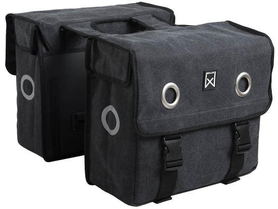 Dubbele fietstas Canvas Tas 30L Zwart