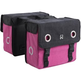 Willex Dubbele fietstas Canvas Tas 30L Zwart/roze