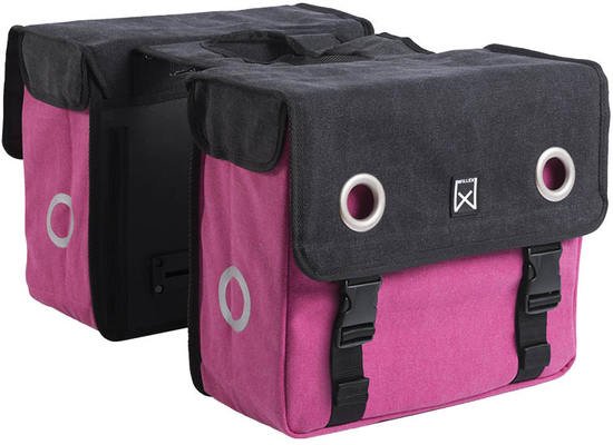 Dubbele fietstas Canvas Tas 30L Zwart/roze