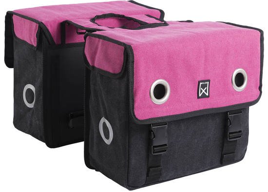 Dubbele fietstas Canvas Tas 30L Roze/zwart