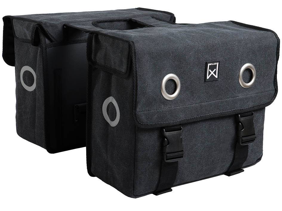 Dubbele fietstas Canvas Tas 46L Zwart