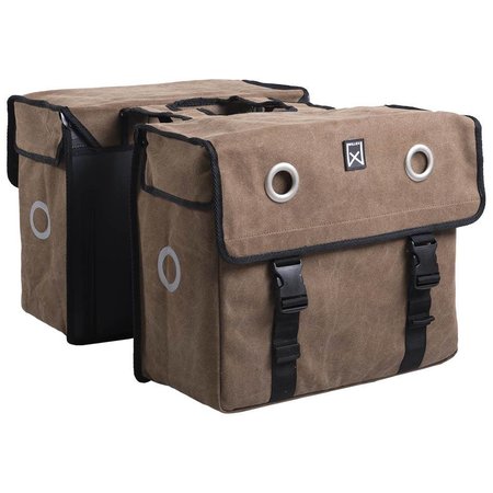 Willex Dubbele fietstas Canvas Tas Bruin - 52 liter