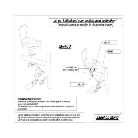 Zadel op Stang Model Nr. 2 voor herenfiets met stalen stang