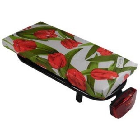 Hooodie Cushie Tulips Red - zacht en fleurig fietskussentje voor op bagagedrager