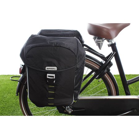 Basil Dubbele fietstas Miles Double bag 32L Black lime