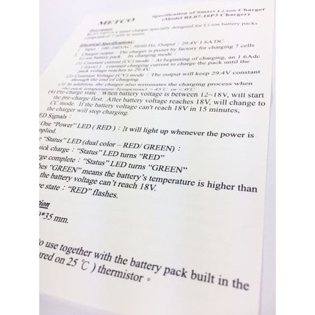 METCO Acculader e-bike 24V 1,6A