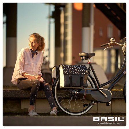 Basil Urban Load Dubbele fietstas 48-53L Zwart-wit