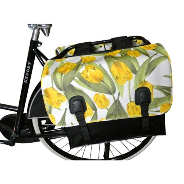Fietstas met gele tulpen