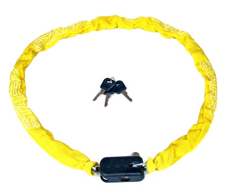 Een geel kettingslot, net even iets anders