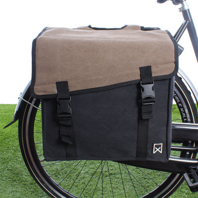 Willex Dubbele fietstas Canvas Tas 101 38L Bruin/Zwart