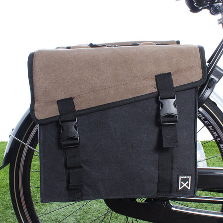 Willex Dubbele fietstas Canvas Tas 101 30L Bruin/Zwart