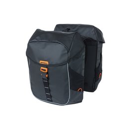 Basil Dubbele fietstas Miles Tarpaulin Double bag 34L Zwart/oranje