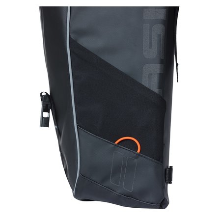 Basil Dubbele fietstas Miles Tarpaulin Double bag 34L Zwart/oranje