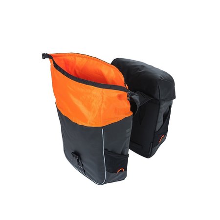 Basil Dubbele fietstas Miles Tarpaulin Double bag 34L Zwart/oranje