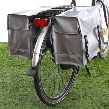 De Poort Dubbele fietstas Zilver 46L