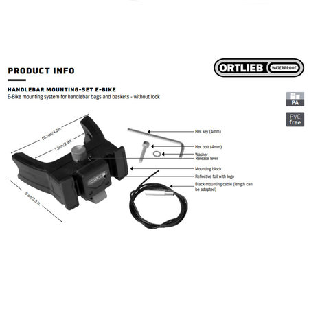 Ortlieb Stuurhouder e-bike E226 & Montageset