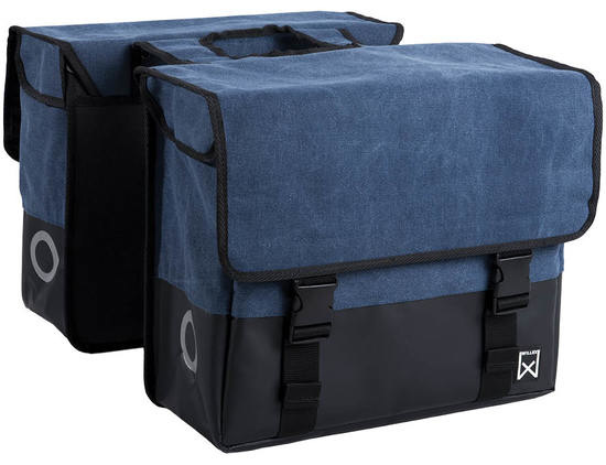 Dubbele fietstas Canvas Tas Plus 40L Blauw/Matzwart