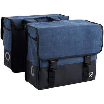 Willex Dubbele fietstas Canvas Tas Plus 30L Blauw/Matzwart