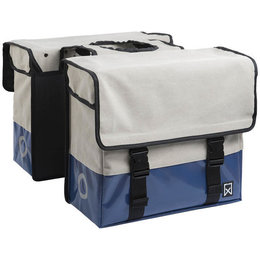 Willex Dubbele fietstas Canvas Tas Plus 30L Naturel/Blauw